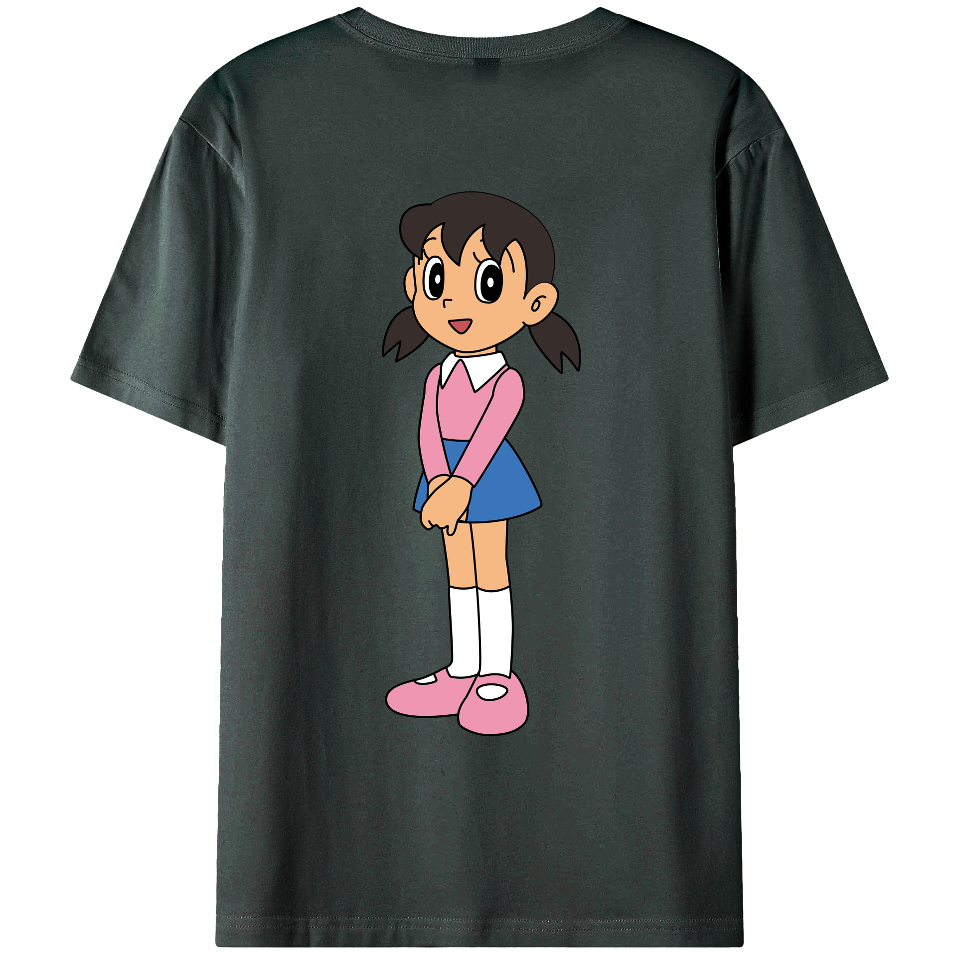 （画像用） ドラえもん みなもと しずか Doraemon Shizuka Minamoto 綿100％ メンズ半袖Tシャツ（バックプリント） 通気性